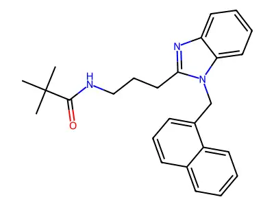 2,2-dimethyl-N-{3-[1-(naphthylmethyl)benzimidazol-2-yl]propyl}propanamide structure