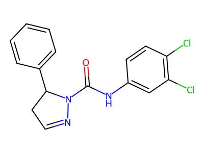 N-(3,4-dichlorophenyl)-5-phenyl-4,5-dihydro-1H-pyrazole-1-carboxamide structure