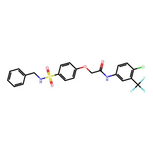 2-[4-(benzylsulfamoyl)phenoxy]-N-[4-chloro-3-(trifluoromethyl)phenyl]acetamide structure