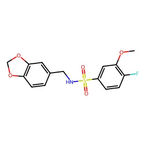 N-(1,3-benzodioxol-5-ylmethyl)-4-fluoro-3-methoxybenzenesulfonamide structure