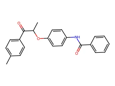 N-[4-[1-(4-methylphenyl)-1-oxopropan-2-yl]oxyphenyl]benzamide structure