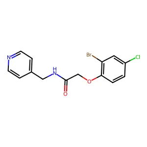 2-(2-bromo-4-chlorophenoxy)-N-(pyridin-4-ylmethyl)acetamide structure