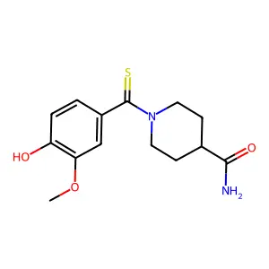 1-[(4-Hydroxy-3-methoxyphenyl)carbonothioyl]piperidine-4-carboxamide structure