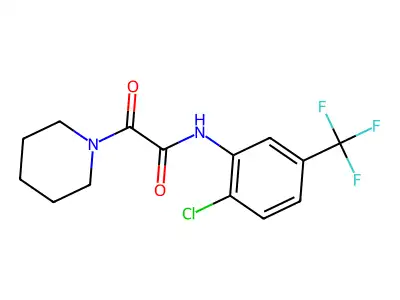 N-[2-chloro-5-(trifluoromethyl)phenyl]-2-oxo-2-(1-piperidinyl)acetamide structure