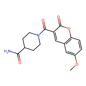 1-(6-Methoxy-2-oxochromene-3-carbonyl)piperidine-4-carboxamide structure