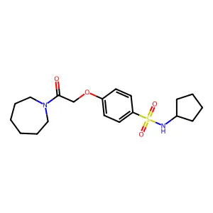 4-[2-(azepan-1-yl)-2-oxoethoxy]-N-cyclopentylbenzenesulfonamide structure