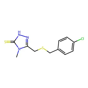 5-{[(4-chlorobenzyl)sulfanyl]methyl}-4-methyl-4H-1,2,4-triazole-3-thiol structure