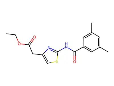 Ethyl {2-[(3,5-dimethylbenzoyl)amino]-1,3-thiazol-4-yl}acetate structure