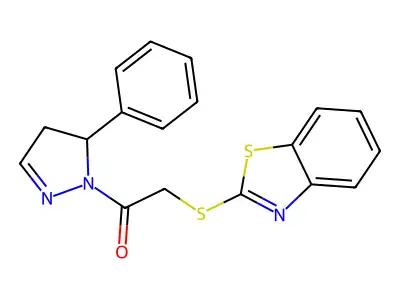 2-(1,3-benzothiazol-2-ylsulfanyl)-1-(5-phenyl-4,5-dihydro-1H-pyrazol-1-yl)ethanone structure
