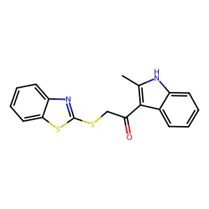 2-(1,3-benzothiazol-2-ylsulfanyl)-1-(2-methyl-1H-indol-3-yl)ethanone structure
