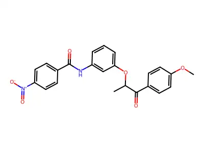 N-[3-[1-(4-methoxyphenyl)-1-oxopropan-2-yl]oxyphenyl]-4-nitrobenzamide structure