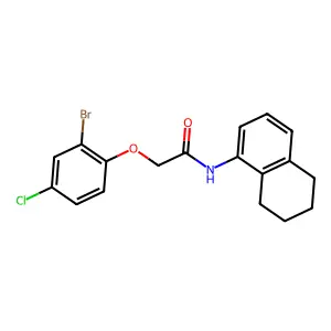 2-(2-bromo-4-chlorophenoxy)-N-(5,6,7,8-tetrahydronaphthalen-1-yl)acetamide structure
