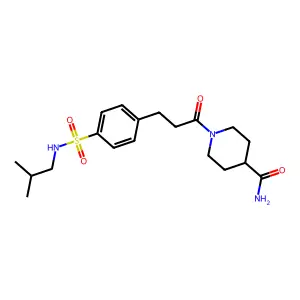 1-[3-[4-(2-Methylpropylsulfamoyl)phenyl]propanoyl]piperidine-4-carboxamide structure