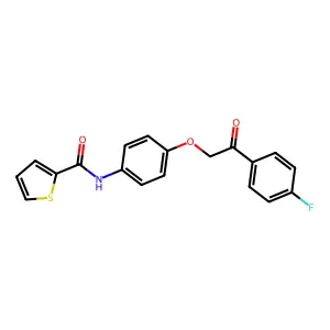 N-[4-[2-(4-fluorophenyl)-2-oxoethoxy]phenyl]thiophene-2-carboxamide structure