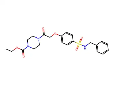 Ethyl4-({4-[(benzylamino)sulfonyl]phenoxy}acetyl)-1-piperazinecarboxylate structure