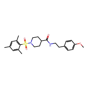 N-[2-(4-methoxyphenyl)ethyl]-1-(2,4,6-trimethylphenyl)sulfonylpiperidine-4-carboxamide structure