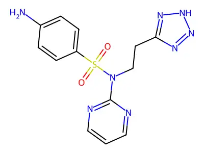 Sulfanilamide, N(sup 1)-(2-pyrimidinyl)-N(sup 1)-(2-(5-tetrazolyl)ethyl)- structure
