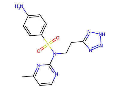N(sup 1)-(4-Methyl-2-pyrimidinyl)-N(sup 1)-(2-(5-tetrazolyl)ethyl)sulfanilamide structure