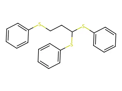 ((1,3-Bis(phenylthio)propyl)thio)benzene structure