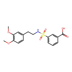 3-({[2-(3,4-Dimethoxyphenyl)ethyl]amino}sulfonyl)benzoic acid structure