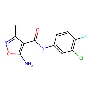 5-amino-N-(3-chloro-4-fluorophenyl)-3-methylisoxazole-4-carboxamide structure
