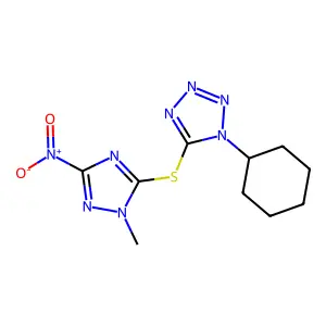 1-Cyclohexyl-5-[(2-methyl-5-nitro-1,2,4-triazol-3-yl)sulfanyl]tetrazole structure