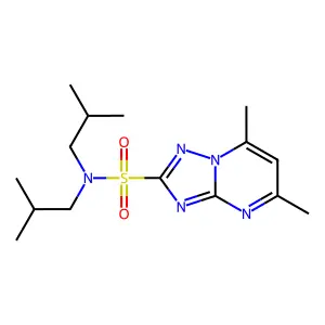 5,7-dimethyl-N,N-bis(2-methylpropyl)-[1,2,4]triazolo[1,5-a]pyrimidine-2-sulfonamide structure