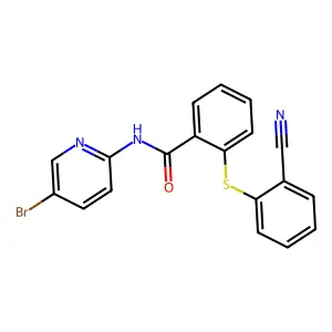 N-(5-bromopyridin-2-yl)-2-(2-cyanophenyl)sulfanylbenzamide structure