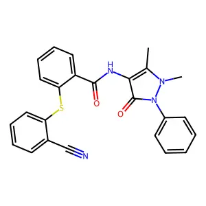 2-(2-cyanophenyl)sulfanyl-N-(1,5-dimethyl-3-oxo-2-phenylpyrazol-4-yl)benzamide structure