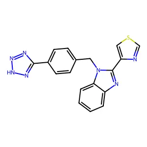 4-[1-[[4-(2H-tetrazol-5-yl)phenyl]methyl]benzimidazol-2-yl]-1,3-thiazole structure