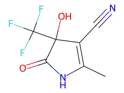 4-hydroxy-2-methyl-5-oxo-4-(trifluoromethyl)-4,5-dihydro-1H-pyrrole-3-carbonitrile structure