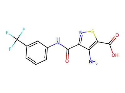 4-Amino-3-(3-trifluoromethylphenylcarbamoyl)isothiazole-5-carboxylic acid structure