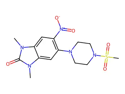 1,3-Dimethyl-5-(4-methylsulfonylpiperazin-1-yl)-6-nitrobenzimidazol-2-one structure