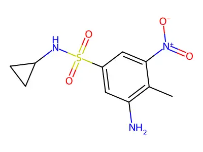 3-amino-N-cyclopropyl-4-methyl-5-nitrobenzenesulfonamide structure