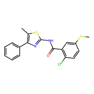 2-Chloro-N-(5-methyl-4-phenyl-2-thiazolyl)-5-(methylthio)benzamide structure