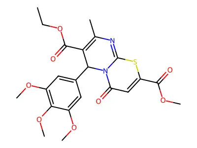 7-ethyl 2-methyl 8-methyl-4-oxo-6-(3,4,5-trimethoxyphenyl)-4H,6H-pyrimido[2,1-b][1,3]thiazine-2,7-dicarboxylate structure