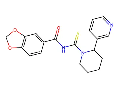 N-(2-pyridin-3-ylpiperidine-1-carbothioyl)-1,3-benzodioxole-5-carboxamide structure