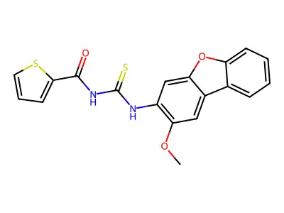 N-[(2-methoxydibenzofuran-3-yl)carbamothioyl]thiophene-2-carboxamide structure