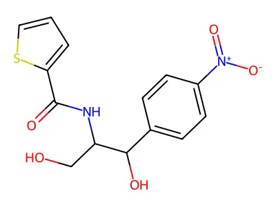 N-[1,3-dihydroxy-1-(4-nitrophenyl)propan-2-yl]thiophene-2-carboxamide structure