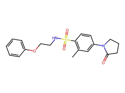 2-methyl-4-(2-oxopyrrolidin-1-yl)-N-(2-phenoxyethyl)benzenesulfonamide structure
