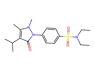 4-(2,3-dimethyl-5-oxo-4-propan-2-ylpyrazol-1-yl)-N,N-diethylbenzenesulfonamide structure