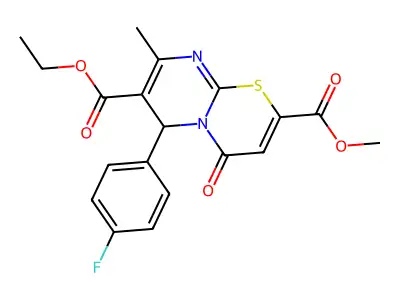 7-ethyl 2-methyl 6-(4-fluorophenyl)-8-methyl-4-oxo-4H,6H-pyrimido[2,1-b][1,3]thiazine-2,7-dicarboxylate structure