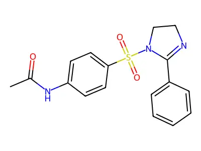 N-{4-[(2-phenyl-4,5-dihydro-1H-imidazol-1-yl)sulfonyl]phenyl}acetamide structure