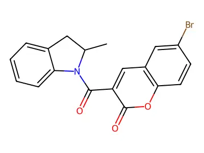 6-bromo-3-[(2-methyl-2,3-dihydro-1H-indol-1-yl)carbonyl]-2H-chromen-2-one structure