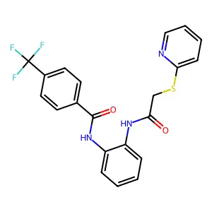 N-[2-[(2-pyridin-2-ylsulfanylacetyl)amino]phenyl]-4-(trifluoromethyl)benzamide structure