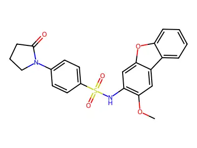 N-(2-methoxydibenzofuran-3-yl)-4-(2-oxopyrrolidin-1-yl)benzenesulfonamide structure