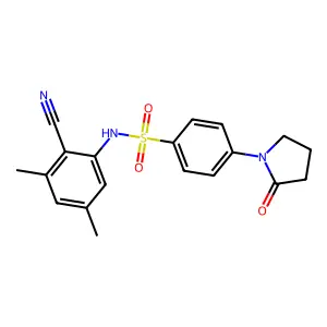 N-(2-cyano-3,5-dimethylphenyl)-4-(2-oxopyrrolidin-1-yl)benzenesulfonamide structure