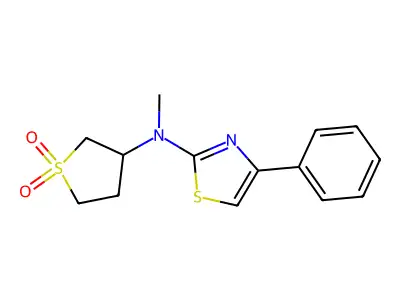 N-(1,1-dioxothiolan-3-yl)-N-methyl-4-phenyl-1,3-thiazol-2-amine structure