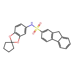 N-spiro[1,3-benzodioxole-2,1'-cyclopentane]-5-yl-9H-fluorene-2-sulfonamide structure