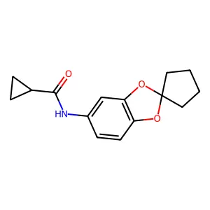 N-spiro[1,3-benzodioxole-2,1'-cyclopentan]-5-ylcyclopropanecarboxamide structure